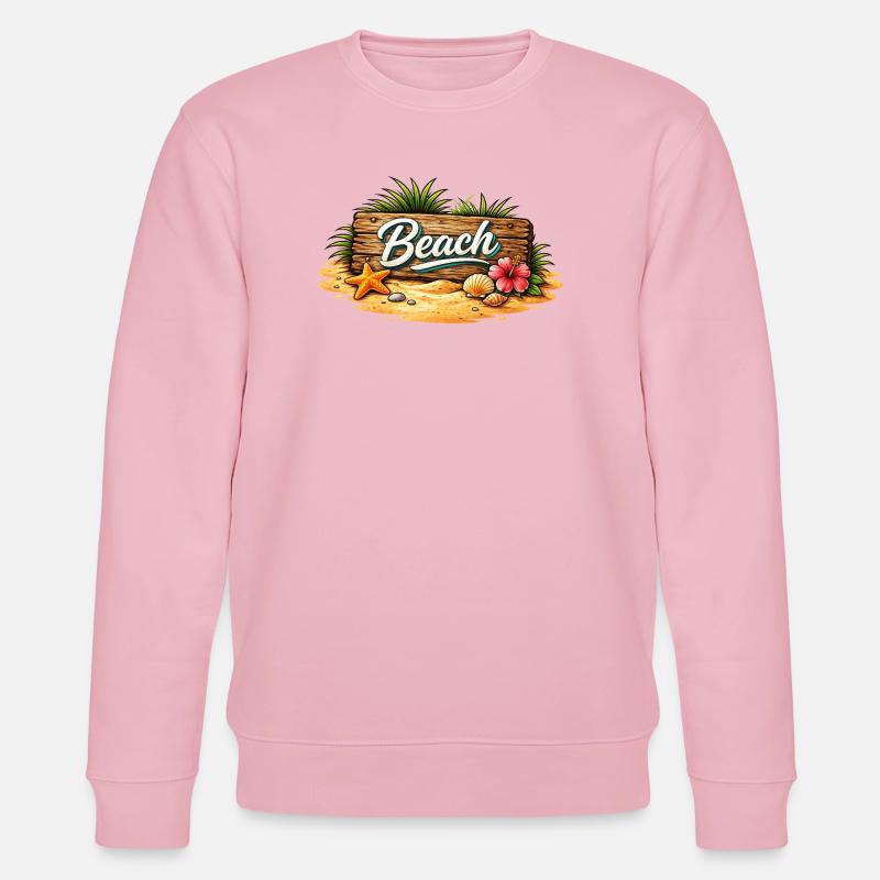 Beach Holzschild Strand Illustration  - Stanley/Stella Unisex Bio-Sweatshirt CHANGER  - Hellrosa