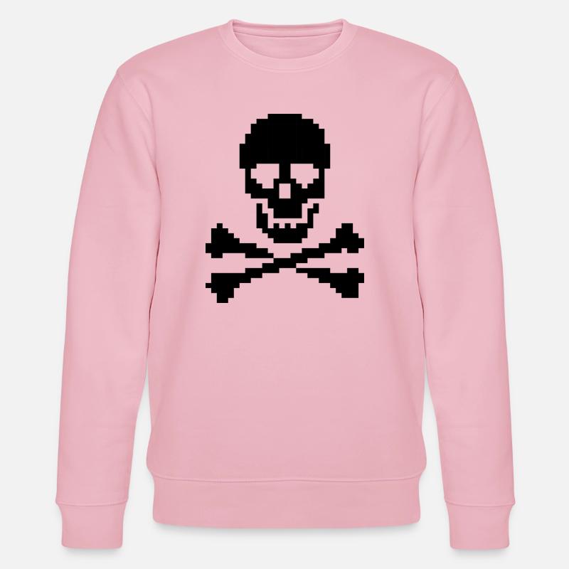 Pixel Skull Crossbones T-Shirt - Sweat bio CHANGER Stanley/Stella Unisexe - rose pâle