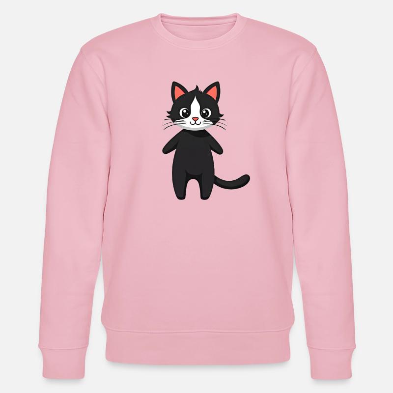 Schwarze Katze - Stanley/Stella Unisex Bio-Sweatshirt CHANGER  - Hellrosa