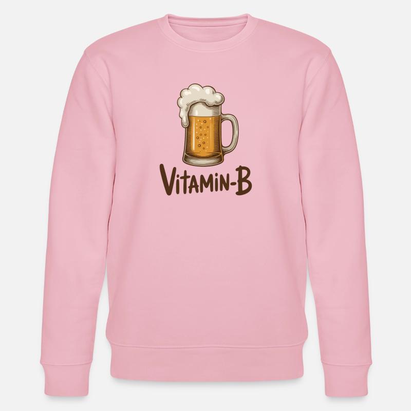Vitamin-B-lustiger Bierkrug Sarkastisches Trinkdesign - Stanley/Stella Unisex Bio-Sweatshirt CHANGER  - Hellrosa