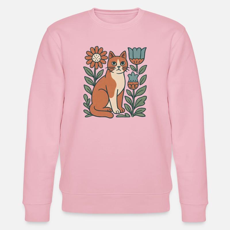 Katzengarten Blütenfreund Katze - Stanley/Stella Unisex Bio-Sweatshirt CHANGER  - Hellrosa