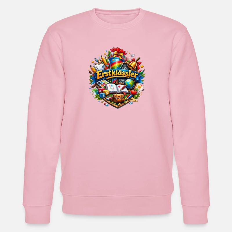 First Grade Learning World Logo - Stanley/Stella CHANGER Unisex Organic Sweatshirt - cotton pink