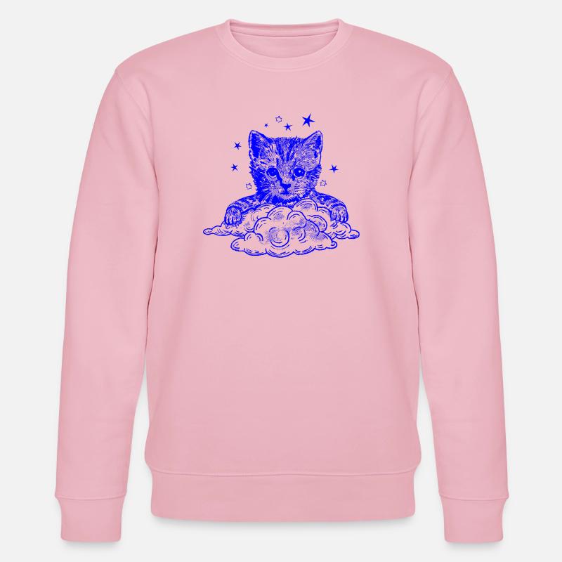 Blauer Katze auf Wolken - Stanley/Stella Unisex Bio-Sweatshirt CHANGER  - Hellrosa
