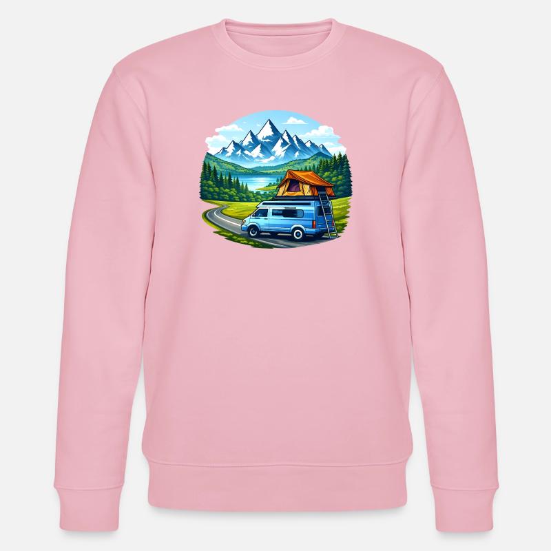 Vanlife Camper Illustration Bergmotiv - Stanley/Stella Unisex Bio-Sweatshirt CHANGER  - Hellrosa