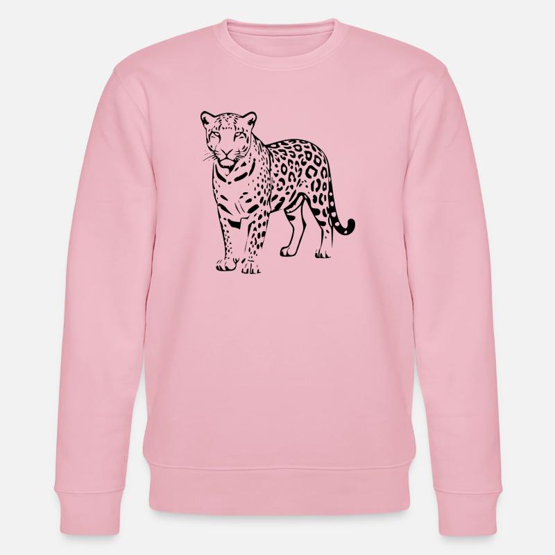 Black Leopard Gift Cat Lover - Stanley/Stella CHANGER Unisex Organic Sweatshirt - cotton pink