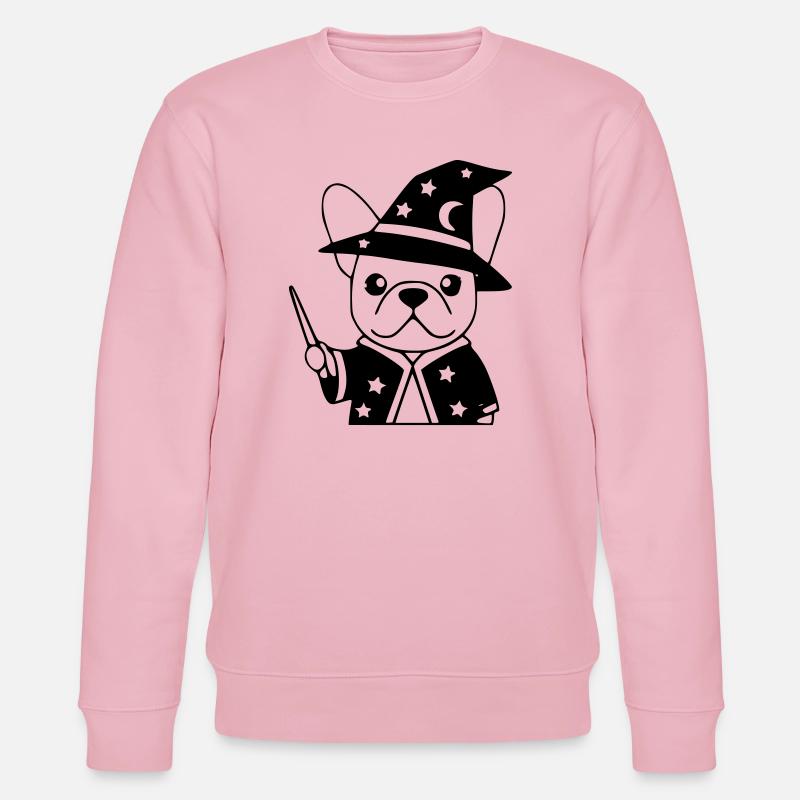 Frenchie Wizard Magic Outline - Stanley/Stella CHANGER Unisex Organic Sweatshirt - cotton pink