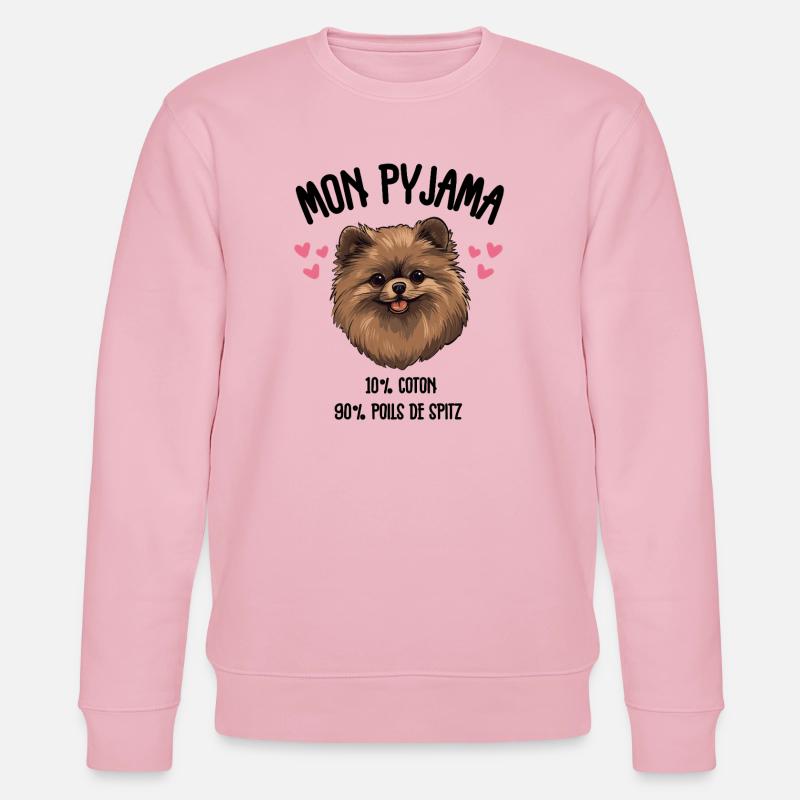 Pyjama Chien Spitz Poméranie Drôle  - Sweat bio CHANGER Stanley/Stella Unisexe - rose pâle