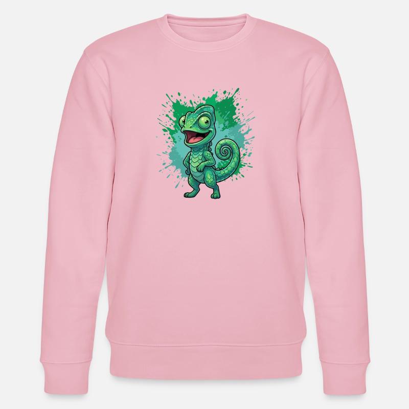 Grünes Chamäleon Spritzer Hintergrund - Stanley/Stella Unisex Bio-Sweatshirt CHANGER  - Hellrosa