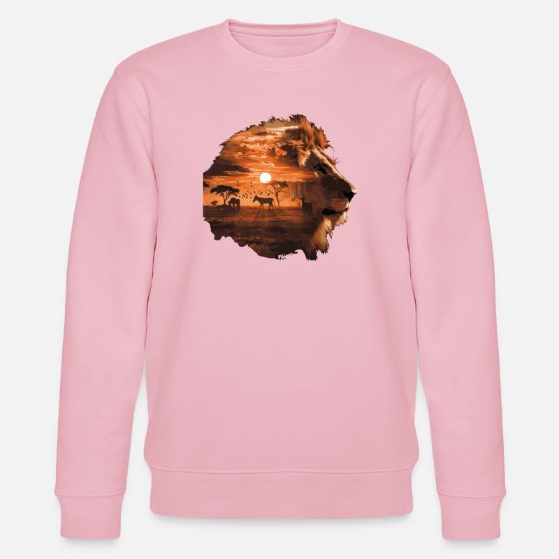Löwe Savanne Sunset Double Exposure Design - Stanley/Stella Unisex Bio-Sweatshirt CHANGER  - Hellrosa