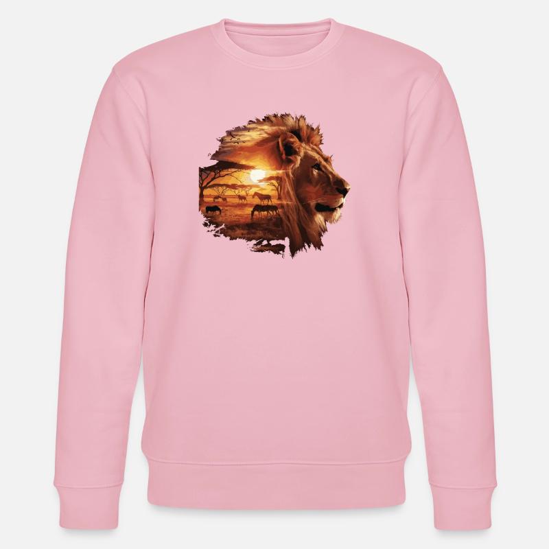 Löwe Savanne Sunset Double Exposure Design - Stanley/Stella Unisex Bio-Sweatshirt CHANGER  - Hellrosa