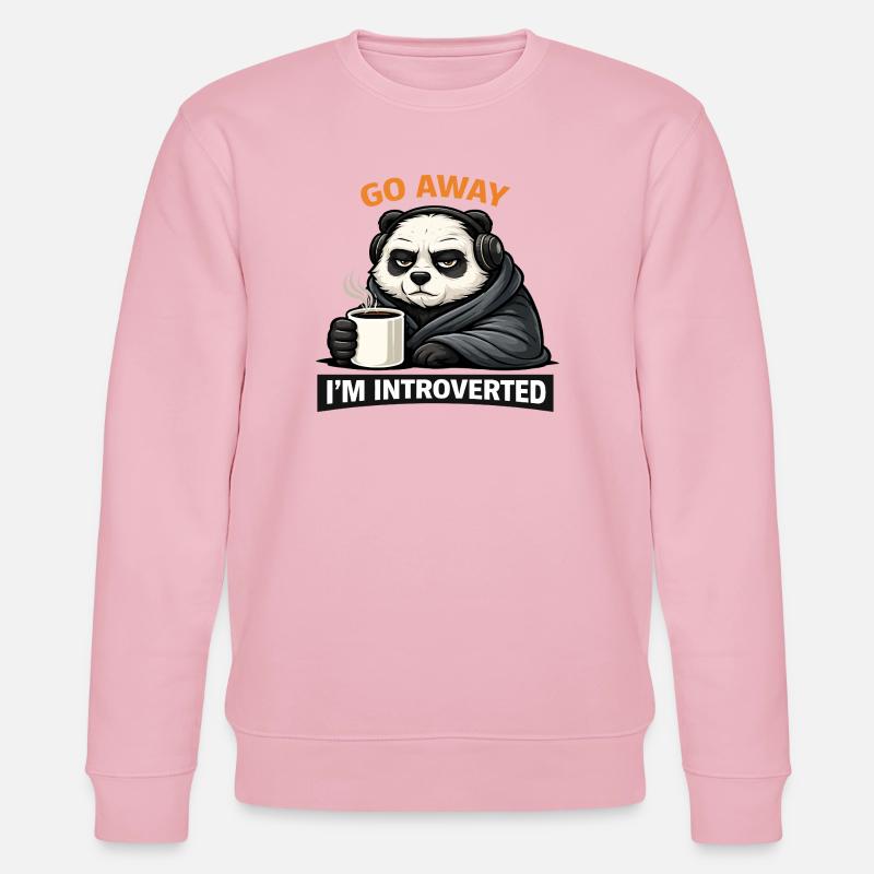 Introvertierter Panda Kaffee-Tee - Stanley/Stella Unisex Bio-Sweatshirt CHANGER  - Hellrosa