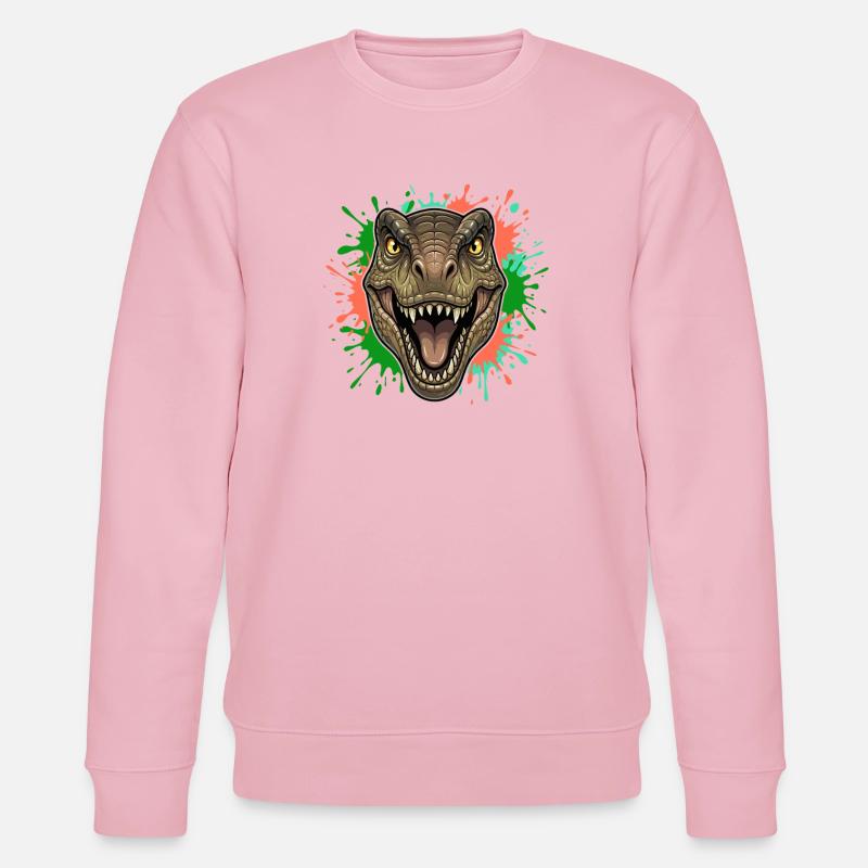 T-Rex Neon Paint Splatter Kopf - Stanley/Stella Unisex Bio-Sweatshirt CHANGER  - Hellrosa