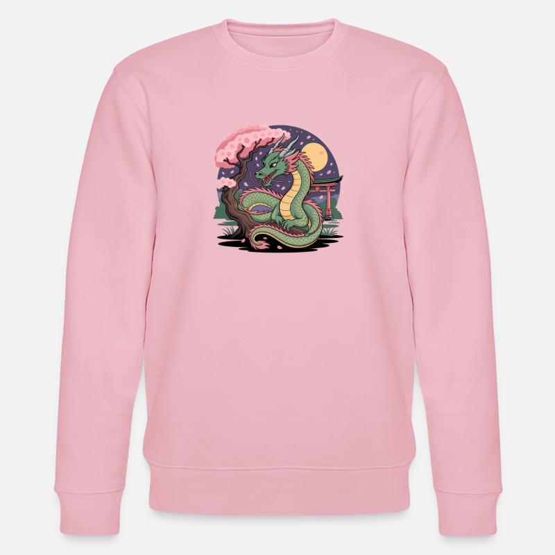 Drache Sakura unter dem Mond - Stanley/Stella Unisex Bio-Sweatshirt CHANGER  - Hellrosa