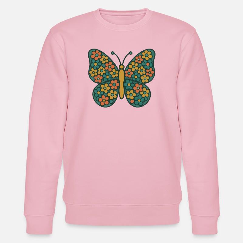 Papillon aux ailes de fleurs - Sweat bio CHANGER Stanley/Stella Unisexe - rose pâle