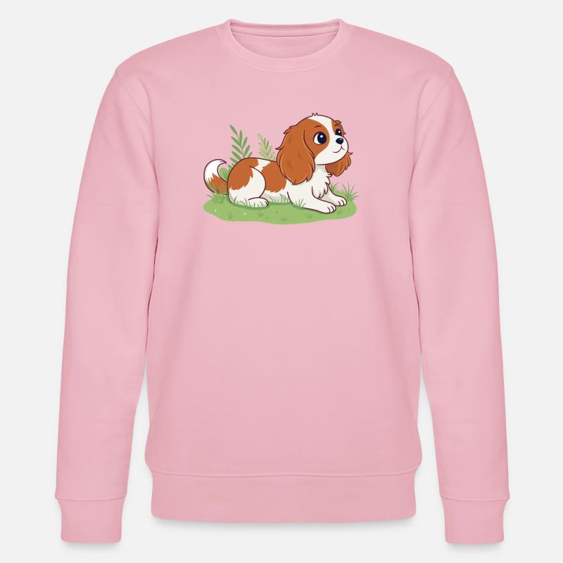 Chiot Cavalier sur herbe joyeuse - Sweat bio CHANGER Stanley/Stella Unisexe - rose pâle