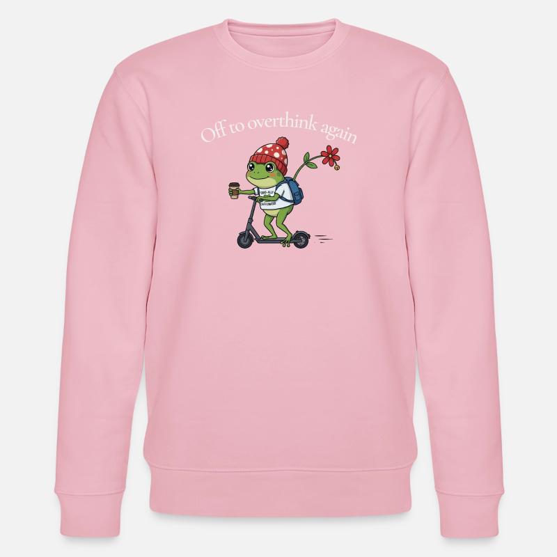 Frosch auf Roller — Überdenken - Stanley/Stella Unisex Bio-Sweatshirt CHANGER  - Hellrosa