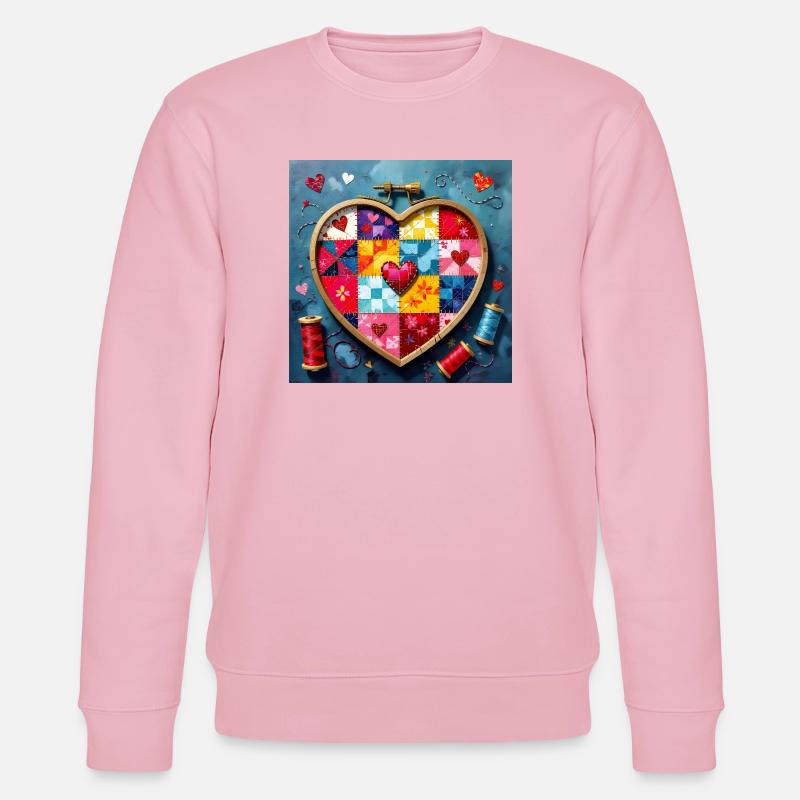Patchwork Herz Quiltkunst - Stanley/Stella Unisex Bio-Sweatshirt CHANGER  - Hellrosa