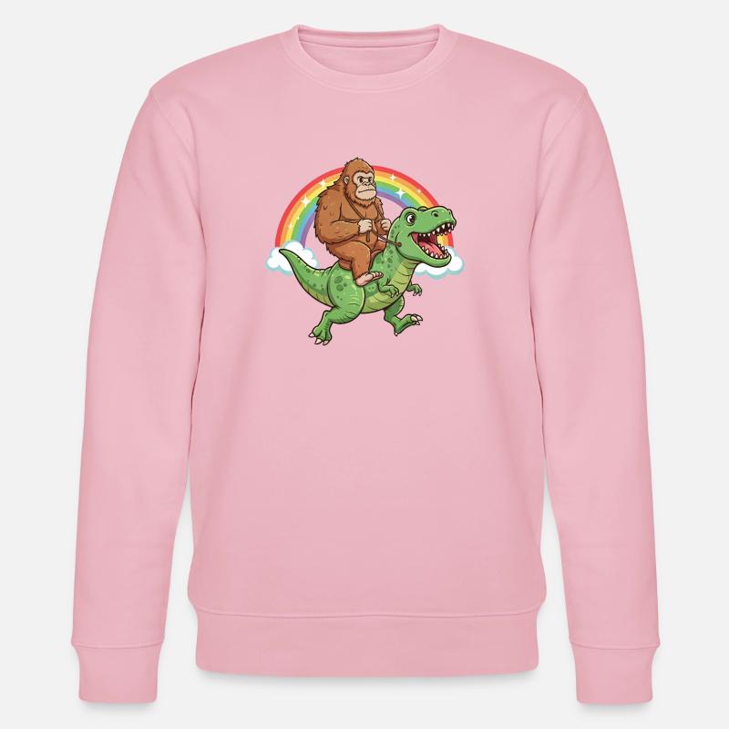 Bigfoot chevauchant un T-Rex Dinosaur Rainbow - Sweat bio CHANGER Stanley/Stella Unisexe - rose pâle
