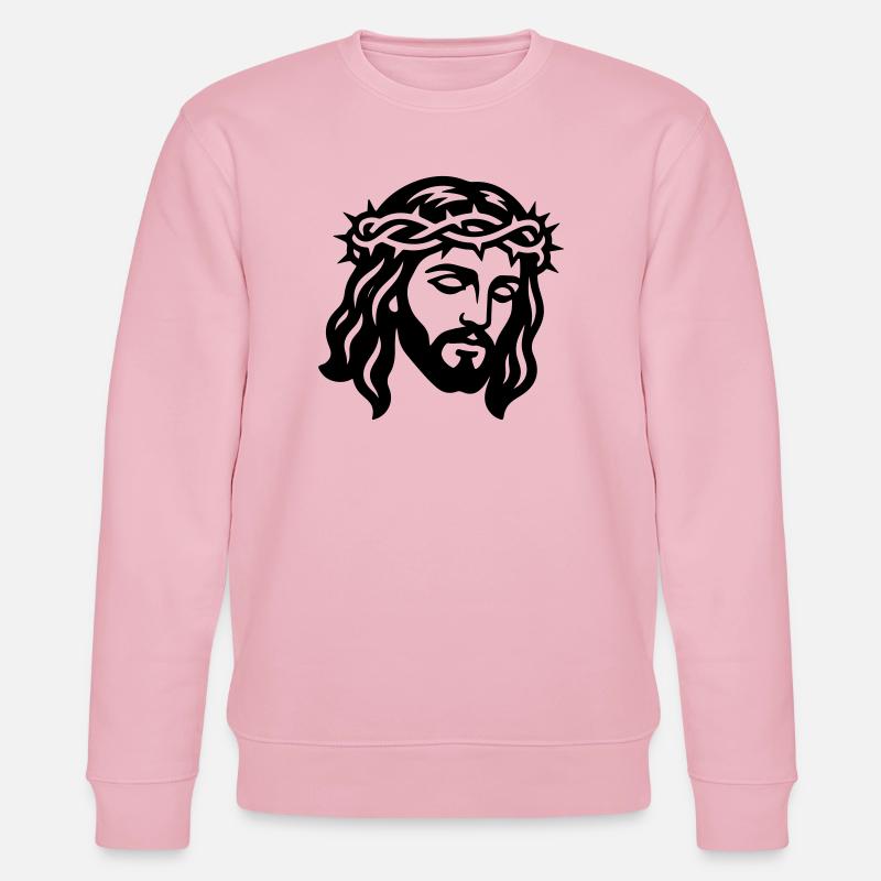 Jesus Christus Kopf - Stanley/Stella Unisex Bio-Sweatshirt CHANGER  - Hellrosa