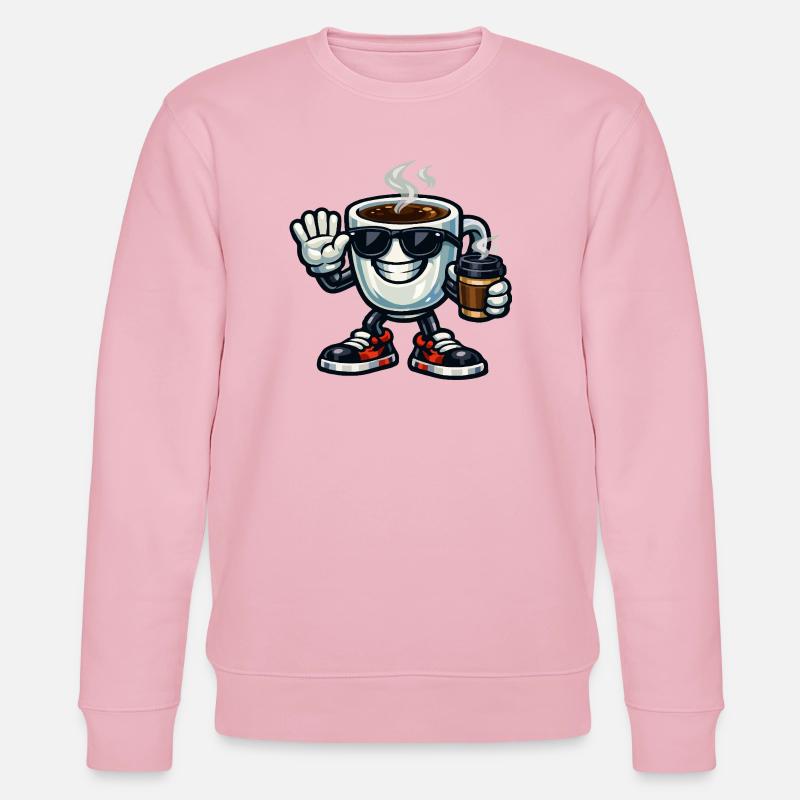 Kaffee-Maskottchen mit Sonnenbrille - Stanley/Stella Unisex Bio-Sweatshirt CHANGER  - Hellrosa