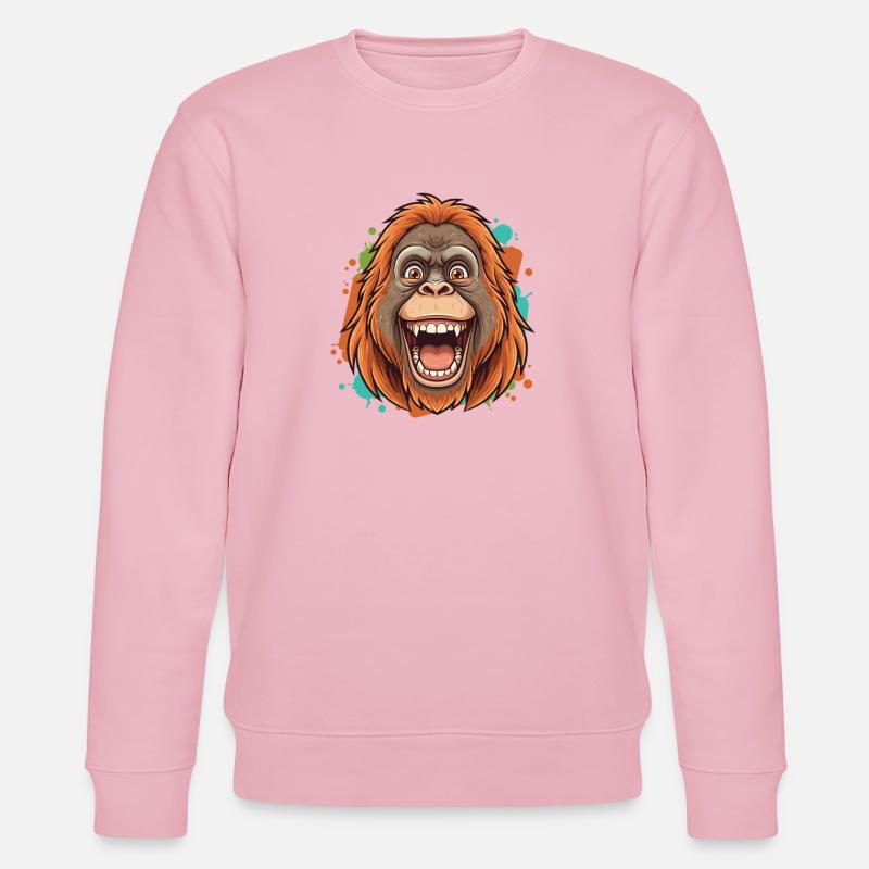 Lachender Orang-Utan Comic - Stanley/Stella Unisex Bio-Sweatshirt CHANGER  - Hellrosa