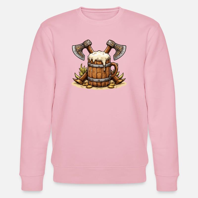Bierfass mit Äxten Wikinger - Stanley/Stella Unisex Bio-Sweatshirt CHANGER  - Hellrosa