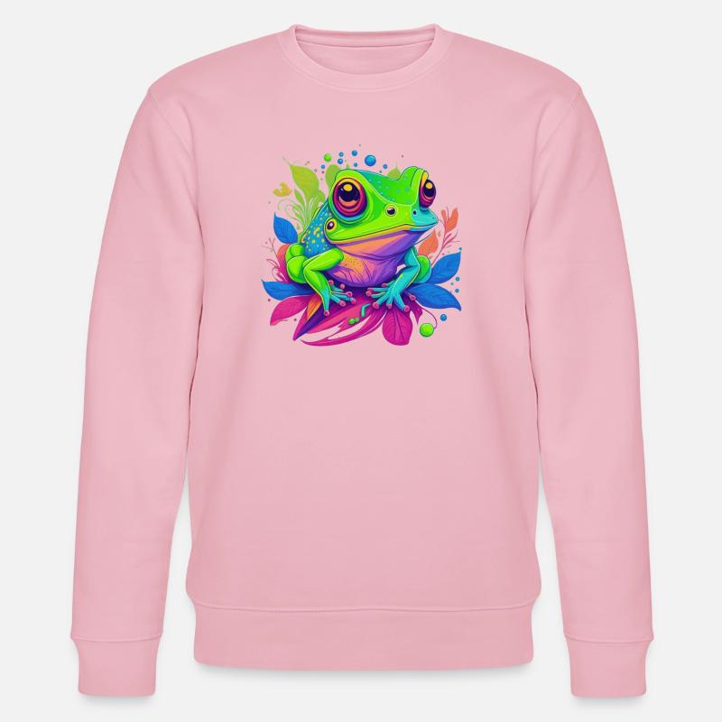 Regenbogenfrosch auf Blättern - Stanley/Stella Unisex Bio-Sweatshirt CHANGER  - Hellrosa