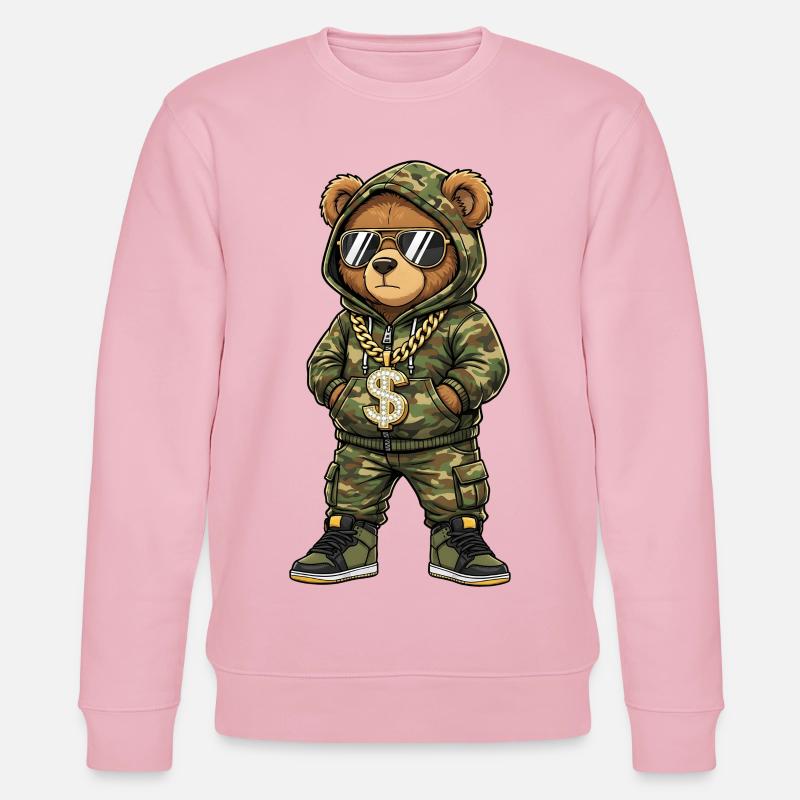 Camo TeddyBär mit Goldkette - Stanley/Stella Unisex Bio-Sweatshirt CHANGER  - Hellrosa