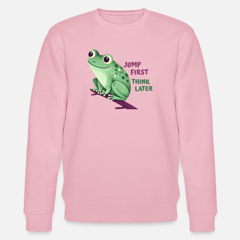 Frosch mit Zitat - Stanley/Stella Unisex Bio-Sweatshirt CHANGER  - Hellrosa