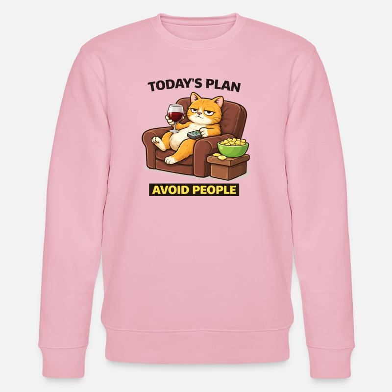 Today's Plan Avoid People Cat - Stanley/Stella CHANGER Unisex Organic Sweatshirt - cotton pink