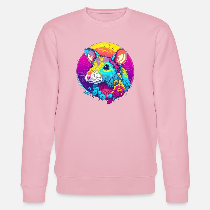 Psychedelische Neonratte mit Blüten - Stanley/Stella Unisex Bio-Sweatshirt CHANGER  - Hellrosa