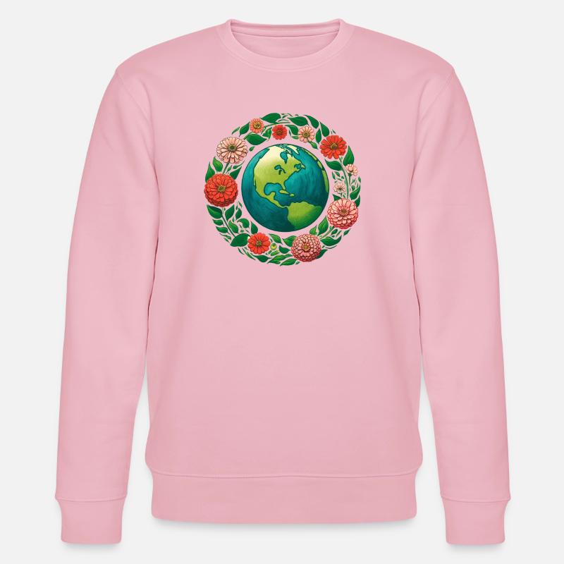 Erde in Blühendem Ring - Stanley/Stella Unisex Bio-Sweatshirt CHANGER  - Hellrosa