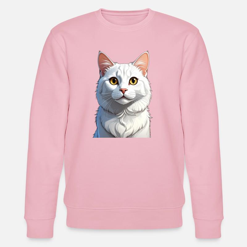 weiße Katze - Stanley/Stella Unisex Bio-Sweatshirt CHANGER  - Hellrosa