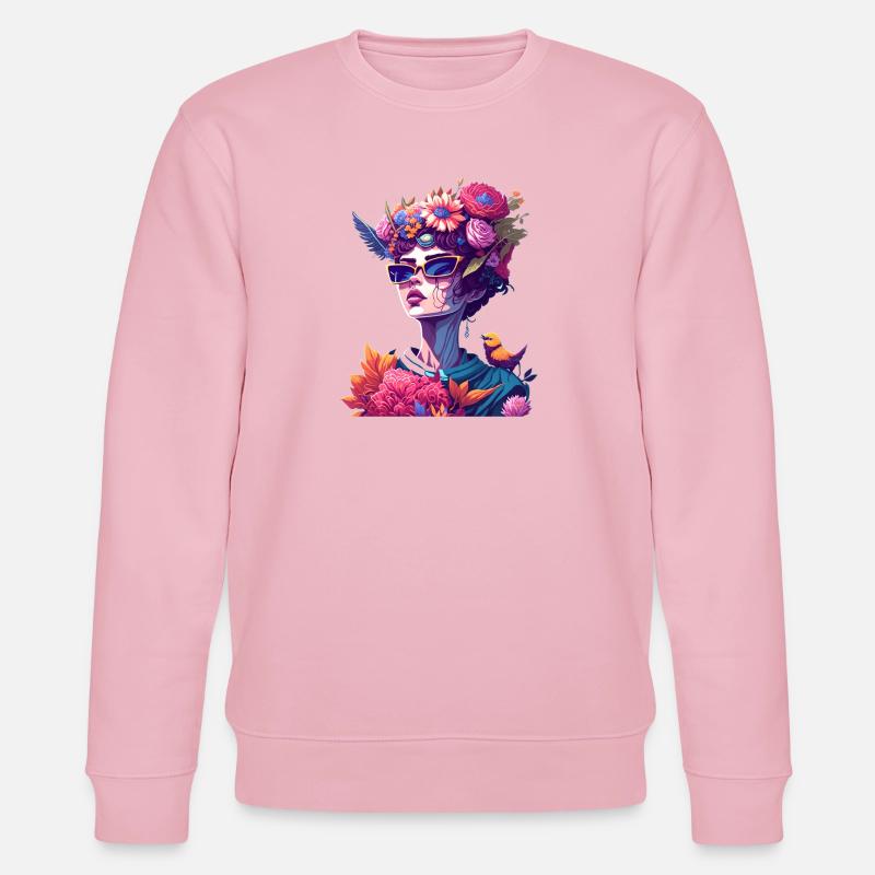 Blütenkönigin in Neon - Stanley/Stella Unisex Bio-Sweatshirt CHANGER  - Hellrosa