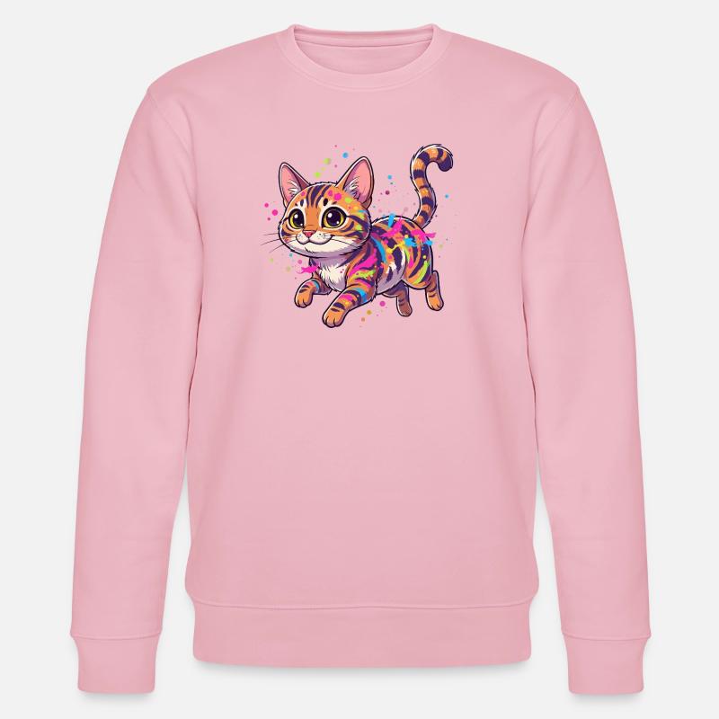 Bunte Katzen Splatterkunst - Stanley/Stella Unisex Bio-Sweatshirt CHANGER  - Hellrosa