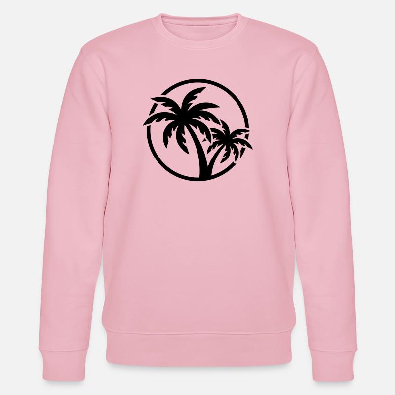 Plage symbole de Palm Tree - Sweat bio CHANGER Stanley/Stella Unisexe - rose pâle