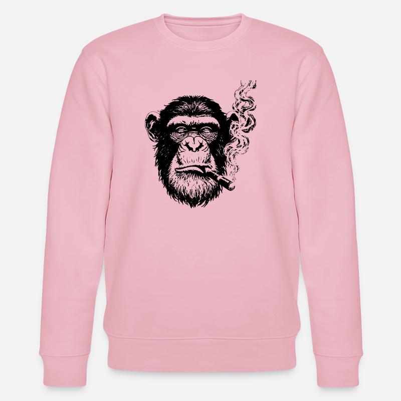 Schimpanse rauchende Zigarre - Stanley/Stella Unisex Bio-Sweatshirt CHANGER  - Hellrosa