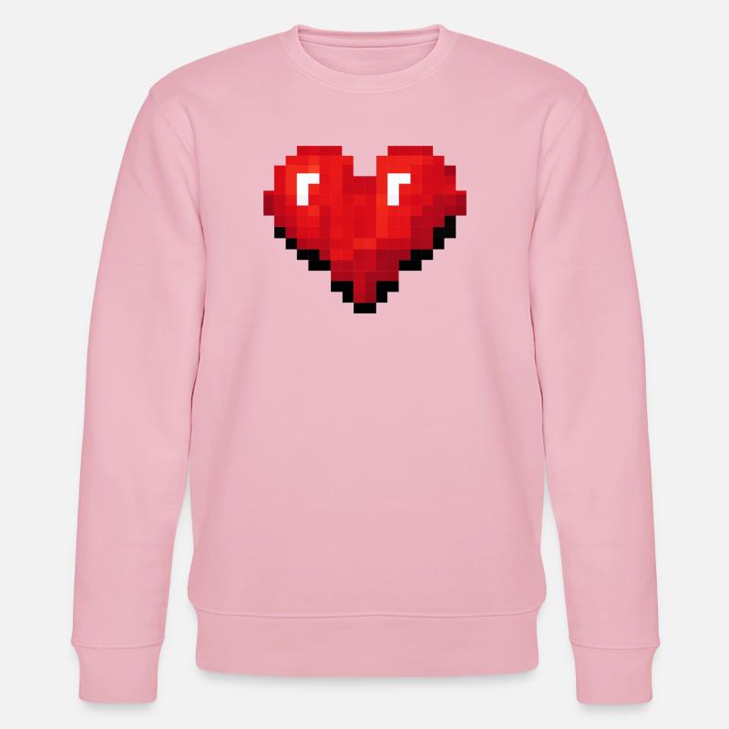 Retro Pixel Heart Videospiel - Stanley/Stella Unisex Bio-Sweatshirt CHANGER  - Hellrosa
