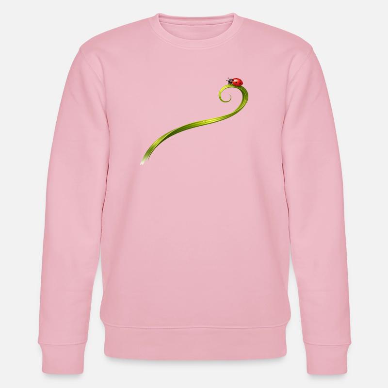 Ladybug on curved blade of grass - Stanley/Stella CHANGER Unisex Organic Sweatshirt - cotton pink