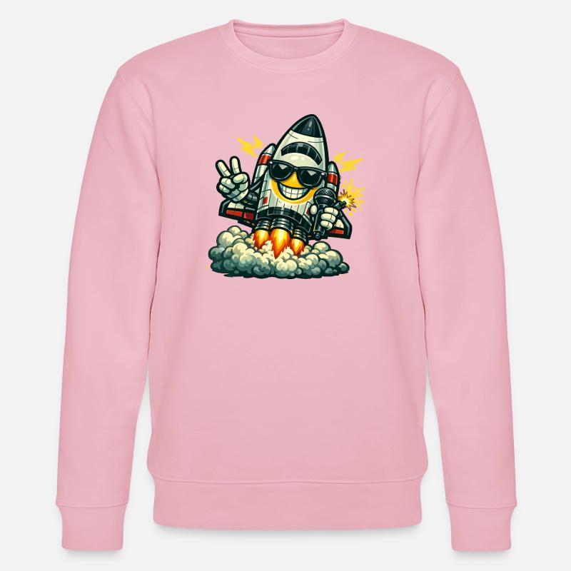Canard Fusée Spatiale avec Micro - Sweat bio CHANGER Stanley/Stella Unisexe - rose pâle