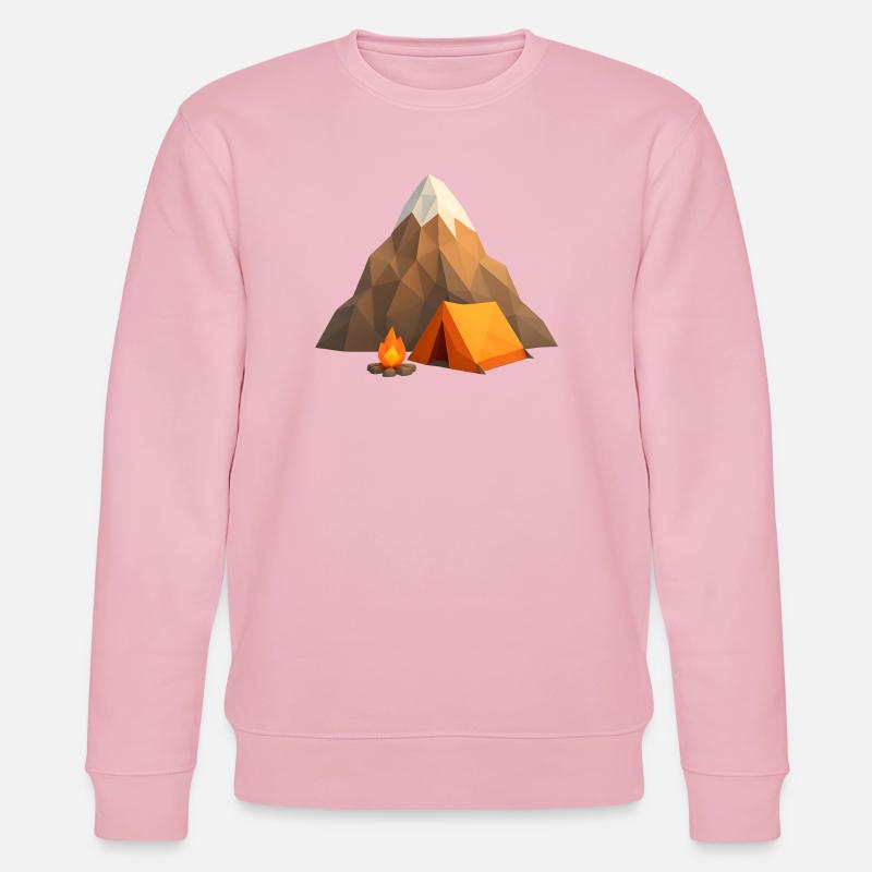 Low-Poly Berglager mit Zelt und Feuer - Stanley/Stella Unisex Bio-Sweatshirt CHANGER  - Hellrosa