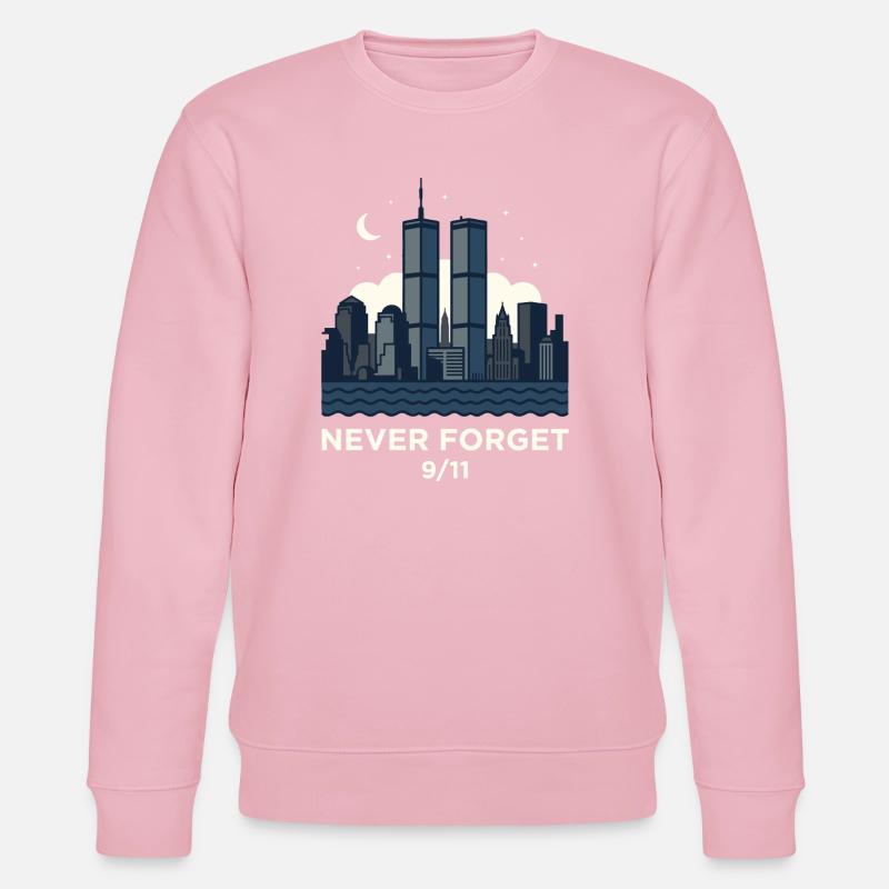 Never Forget 9/11 Skyline Night - Stanley/Stella CHANGER Unisex Organic Sweatshirt - cotton pink