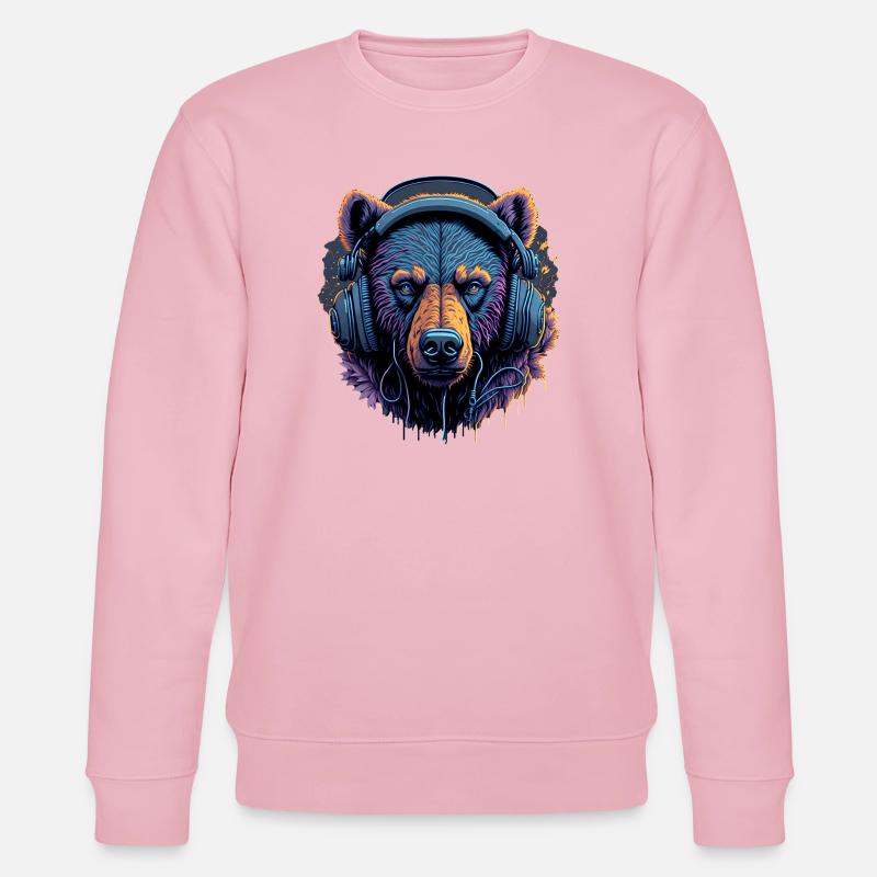 Neonbär mit Kopfhörern DJ - Stanley/Stella Unisex Bio-Sweatshirt CHANGER  - Hellrosa