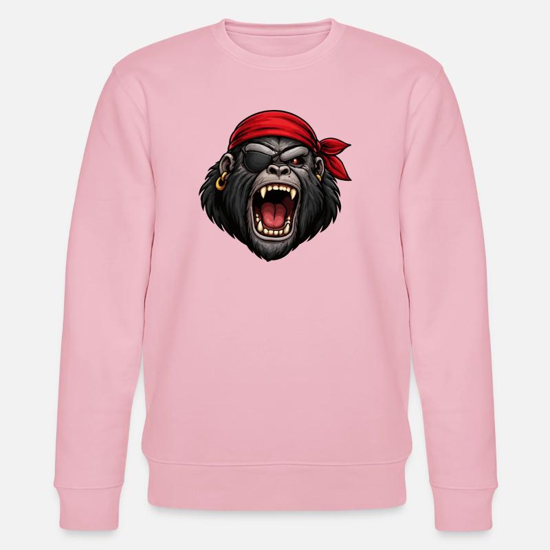 Gorille pirate avec cache-œil - Sweat bio CHANGER Stanley/Stella Unisexe - rose pâle