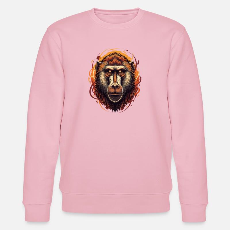 Pavian Affe Portrait - Stanley/Stella Unisex Bio-Sweatshirt CHANGER  - Hellrosa