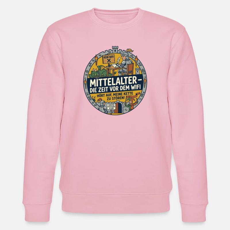 Mittelalter kein WLAN lustiger Spruch - Stanley/Stella Unisex Bio-Sweatshirt CHANGER  - Hellrosa