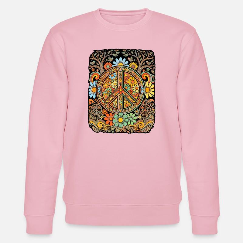 Peace Hippie Blumen - Stanley/Stella Unisex Bio-Sweatshirt CHANGER  - Hellrosa