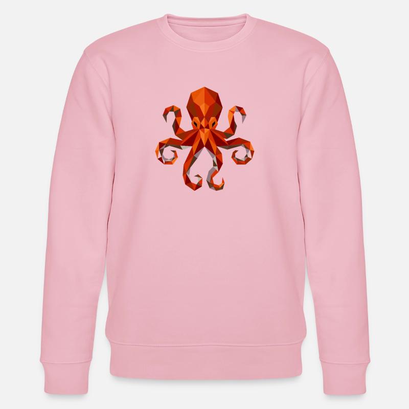 Octopus Squid Polygon - Stanley/Stella CHANGER Unisex Organic Sweatshirt - cotton pink
