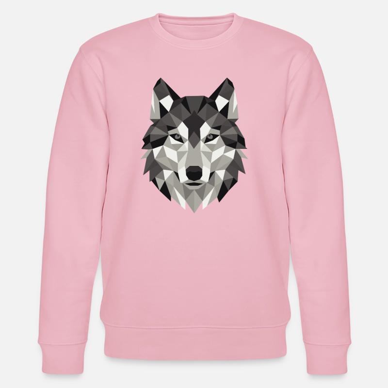 Géométrie Lowpoly de Wolf Head - Sweat bio CHANGER Stanley/Stella Unisexe - rose pâle