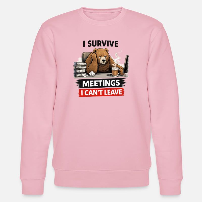 Survive Meetings Bear Desk Coffee - Sweat bio CHANGER Stanley/Stella Unisexe - rose pâle